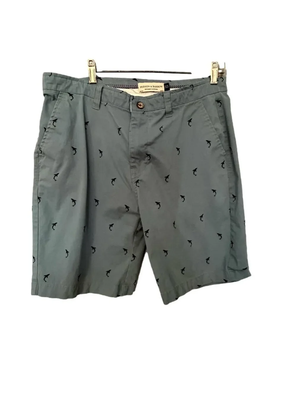 Hudson & Barrow NYC Men’s Chino Shorts Blue Whale Print 33